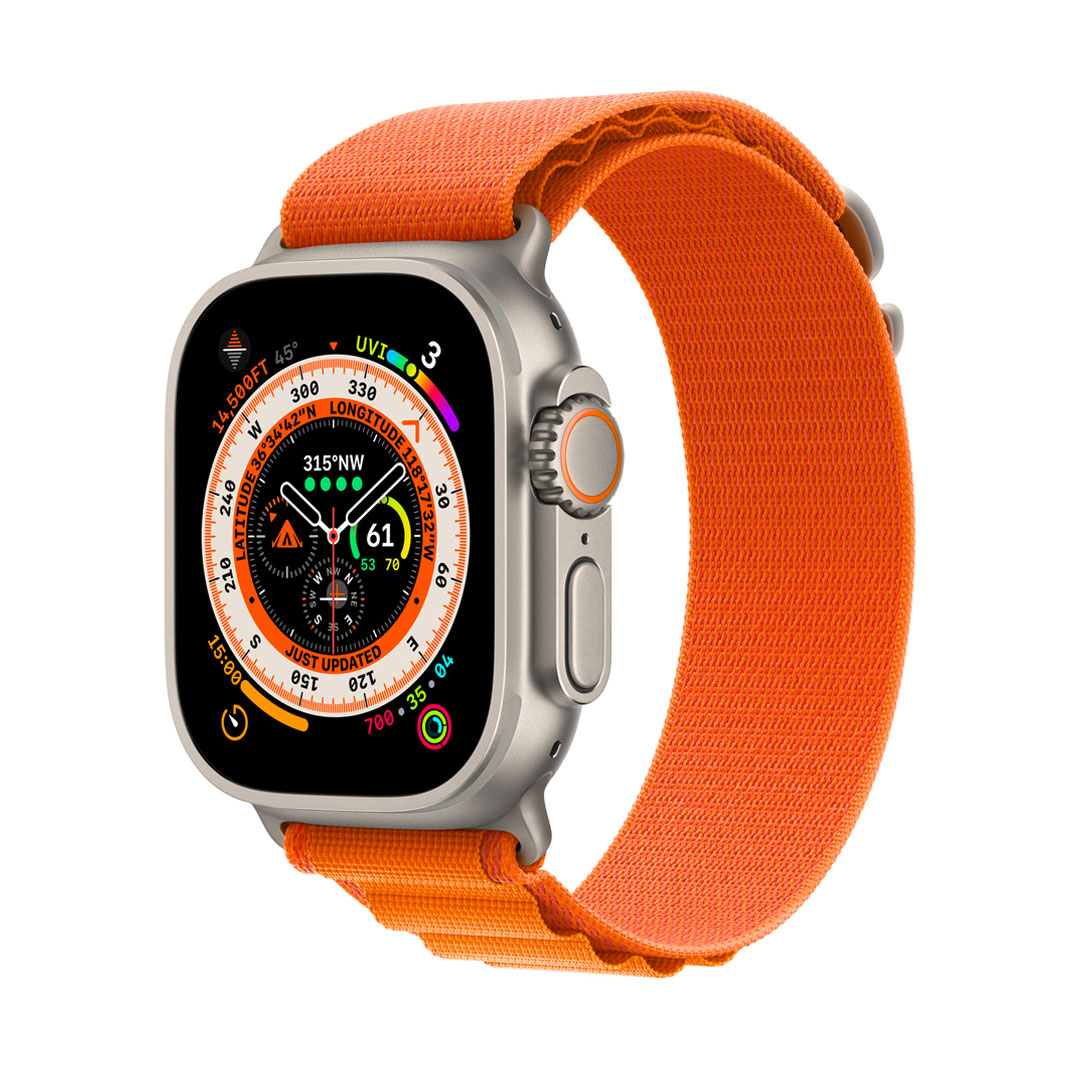 Apple Watch Ultra GPS + Cellular 49mm -Titanium Case with Orange Alpine Loop